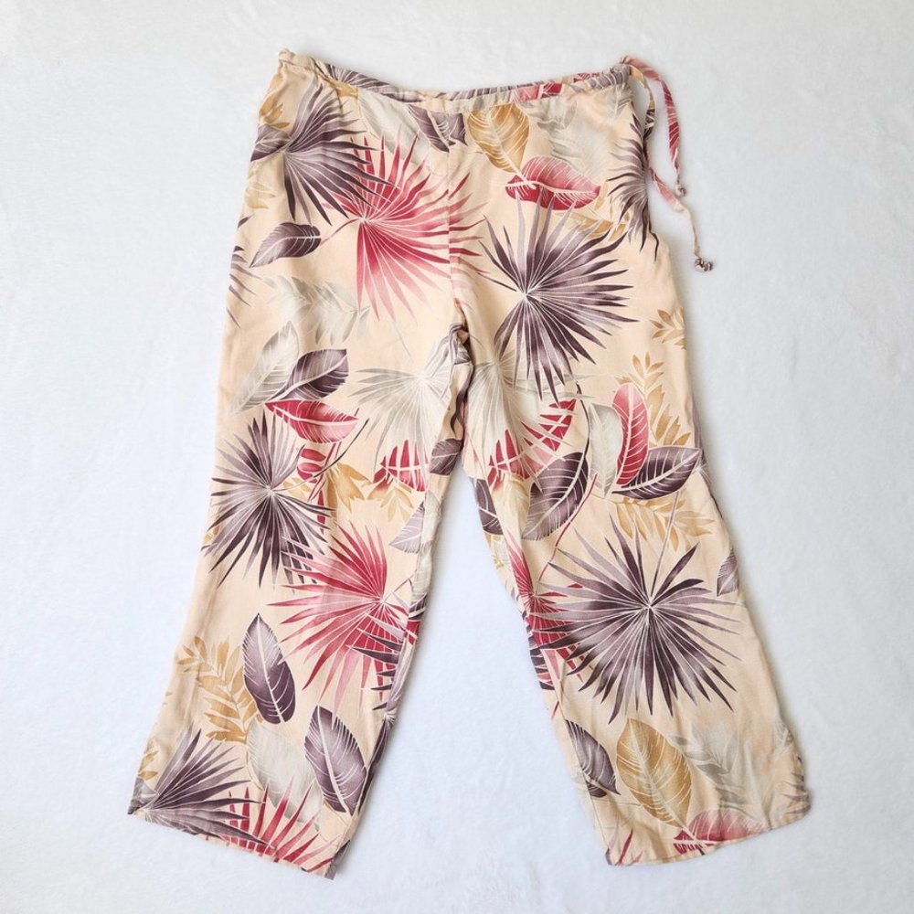 Vintage Tommy Bahama Tropical Silk‎ Pants Wide Leg Ankle Crop Hawaiian Size 14